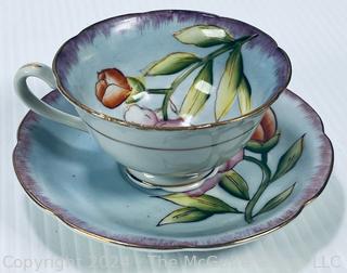 Eight (8) Hand Painted Porcelain Tea Cups and Saucers