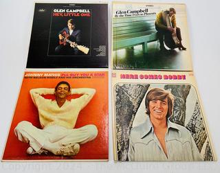 Four (4) Vinyl LP Records - Glen Campbell, Johnny Mathis and Bobby Sherman 
