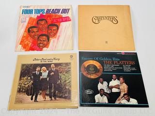 Four (4) Vinyl LP Records - Four Tops ,Carpenters, The Platters, and Peter Paul and Mary