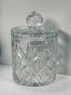 Cut Clear Crystal Biscuit Barrel Jar with Lid