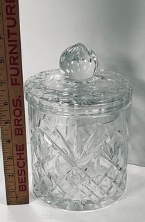 Cut Clear Crystal Biscuit Barrel Jar with Lid