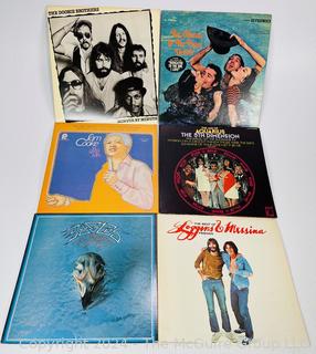 Six (6) Vinyl LP Record Albums Including Sam Cooke, Mamas & Papas, Doobie Brothers, 5th Dimension, Eagles & Loggins & Messina