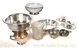 Group of Silver Plate, Pewter and Glass Servingware