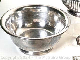 Group of Silver Plate, Pewter and Glass Servingware