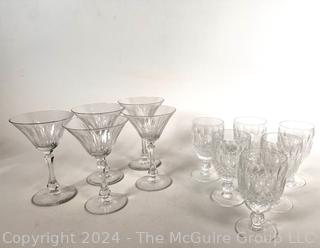 Group of Crystal Champagne Coupes and (6) Waterford Cut Crystal Goblets