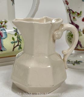 Four (4) Hand Painted Porcelain Pitchers and Vases, Including Spode Felspar c1825,  Posy Vase,  Small Hydra Jug 3644,  Posy Vase 3644, and Mason's pitcher