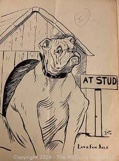 Five (5) Unframed Matted Photos, Advertising, Lithographes and A Town Dog in The Country by G Vernon Stokes Book Page