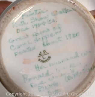 Hand Painted Porcelain Vase and Creamer, One with Personal Inscription and Date