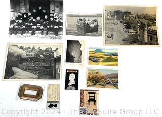 Collection Including Vintage Large Format Photos, Post Cards and Art Collages