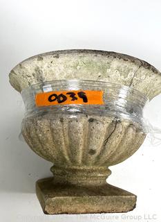 Heavy Urn Shaped Cement Planter.  First of two offered in this auction