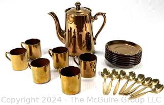 Copper Porcelain Lusterware by Gibson & Sons Burslem England Coffee Set 