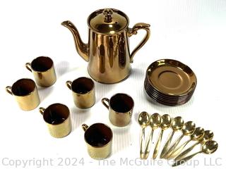 Copper Porcelain Lusterware by Gibson & Sons Burslem England Coffee Set 