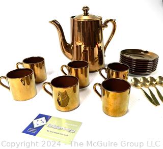 Copper Porcelain Lusterware by Gibson & Sons Burslem England Coffee Set 