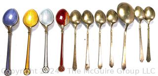 Eleven (11) Enamel Mocha or Coffee Spoons