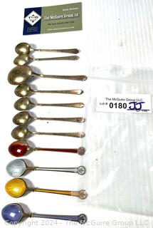 Eleven (11) Enamel Mocha or Coffee Spoons