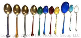 Eleven (11) Enamel Mocha or Coffee Spoons