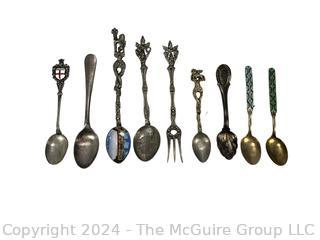 Nine (9) Souvenir Travel Spoons