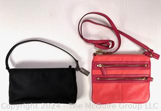 Two (2) Coach Handbags in Black Twill and Pink Leather 