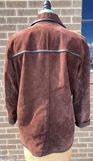 Brown Suede Jacket with Black Leather Piping Pele Genuina Vest Couro 