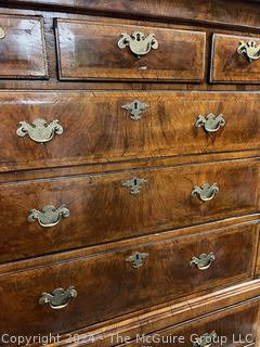 18th Century George I Inlaid Burl Walnut Chest-On-Chest Tallboy, c 1710.  Some splitting in the veneer and missing trim.  39" x 21" x  71" tall 