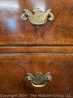 18th Century George I Inlaid Burl Walnut Chest-On-Chest Tallboy, c 1710.  Some splitting in the veneer and missing trim.  39" x 21" x  71" tall 