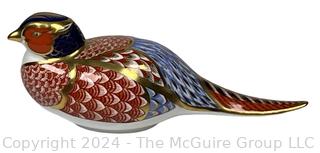 Royal Crown Derby Imari Pheasant Figurine with  Silver Button 