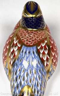 Royal Crown Derby Imari Pheasant Figurine with  Silver Button 