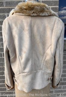 Beige Chicos New with Tag Faux Shearling Jacket Coat, Medium