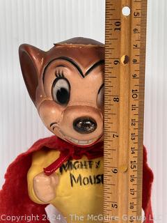 1950's Mighty Mouse Terry Toon Character Toy with Cape.  10"