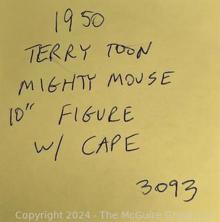 1950's Mighty Mouse Terry Toon Character Toy with Cape.  10"