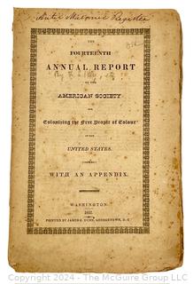 1831 Annual Report of the American Society: Colonizing the Free People of Colour 