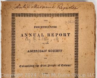 1831 Annual Report of the American Society: Colonizing the Free People of Colour 