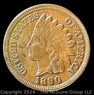 1890 US Indian Head One Cent Coin