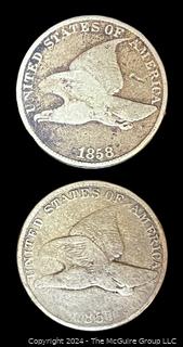 1857 & 1858 US Flying Eagle 1 Cent Coins