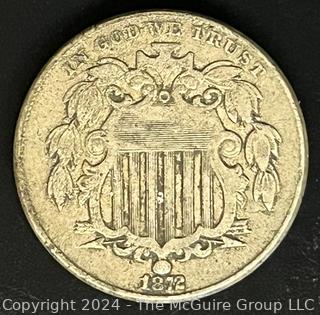 1872 Shield Nickel 5 Cent Coin