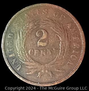 1865 US 2 Cent Coin - Plain 5