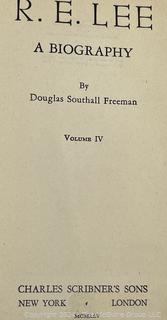 Four (4) Volume Set R.E. Lee by Douglas Southall Freeman 1934-1935. First Edition Books