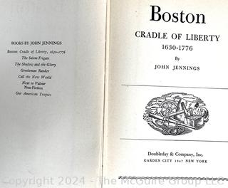 Five (5) Books Including Desiree by Annemarie Selinko, The Cash Boy by Horatio Alger, The Winter Of Our Discontent by John Steinbeck, Boston: Cradle Of Liberty by John Jennings 1st Edition 1st Printing & Solid Geometry by C.A. Hart 1912 