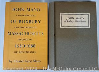 Two (2) Genealogy Books Including Chester Garst Mayo / John Mayo of Roxbury Massachusetts 1630-1688