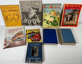 Nine (9) Books Including Low Twelve Masonic Stories, The Party’s Over, The Failure Of Politics In America by David S. Broder & Games of '36 - A Pictorial History of the 1936 Olympics in Germany by Stan Cohen