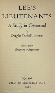 Three (3)  Volume Set of Lee's Lieutenants by Douglas Southall Freeman and Lee's Tarnished Lieutenant By William Garrett Piston 1987 