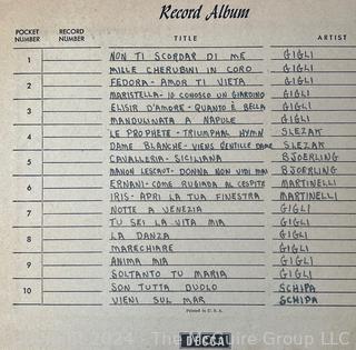 Two (2) RCA Victor Opera Records Catalogue Books 1912 & 1936 with Two (2) 78 Record Albums. John McCormack and Beniamino Gigli