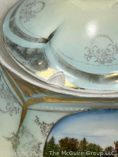 Hand Painted Porcelain Tureen with Lid Made In Germany. Souvenir From Shrews Garden St Louis, Missouri