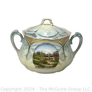 Hand Painted Porcelain Tureen with Lid Made In Germany. Souvenir From Shrews Garden St Louis, Missouri