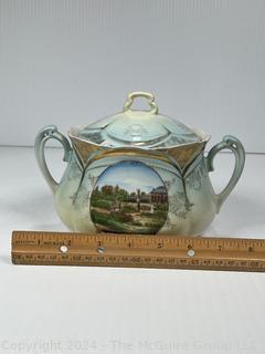 Hand Painted Porcelain Tureen with Lid Made In Germany. Souvenir From Shrews Garden St Louis, Missouri