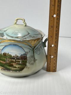 Hand Painted Porcelain Tureen with Lid Made In Germany. Souvenir From Shrews Garden St Louis, Missouri