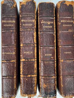 Complete Leather Bound Four (4) Volume Set Breviarium Romanum in Latin. circa 1930, Benziger Brothers