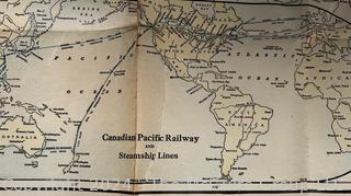 Updated (1923) Canadian Pacific Railway Map - Original 1911 Route Map and Steamship Lines. 22 x 44"