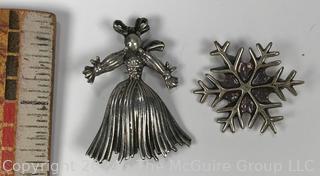 Two (2) Sterling Silver Brooches.  13 grams