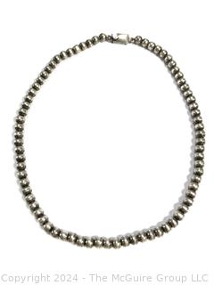 Sterling Silver Bead Necklace Made in Mexico. 37.3 grams